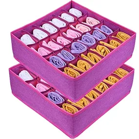 ULG 3 Pack Sock Drawer Organizer Underwear Organizer Divider Machine Washable Oxford Cloth, 64 Cell Fabric Cabinet Closet Organizer Storage for Storing Socks, Underwear, Tie, Light Grey (16 24 24 Cell)