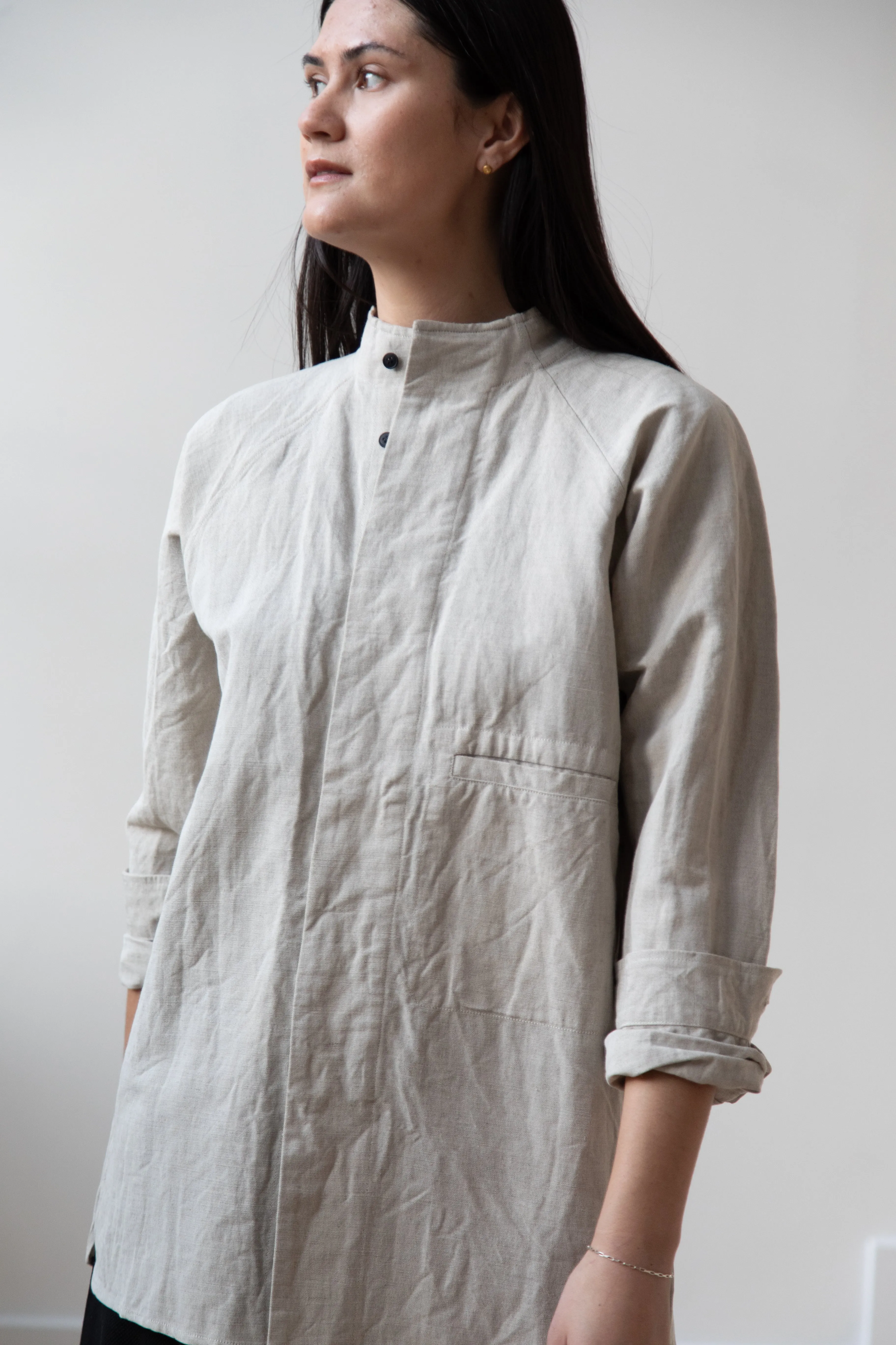 Unkruid | Stand Collar Shirt in Natural