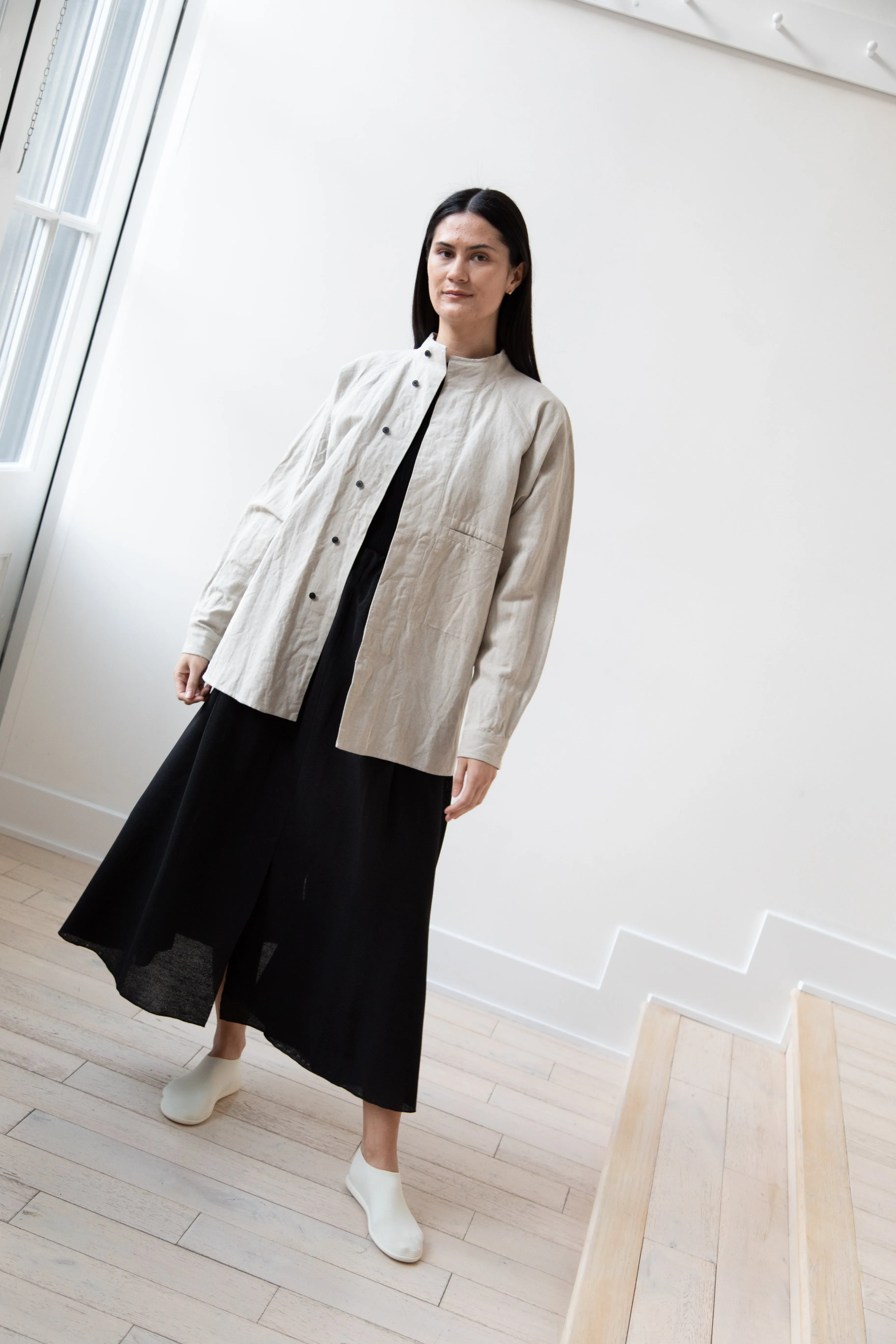 Unkruid | Stand Collar Shirt in Natural
