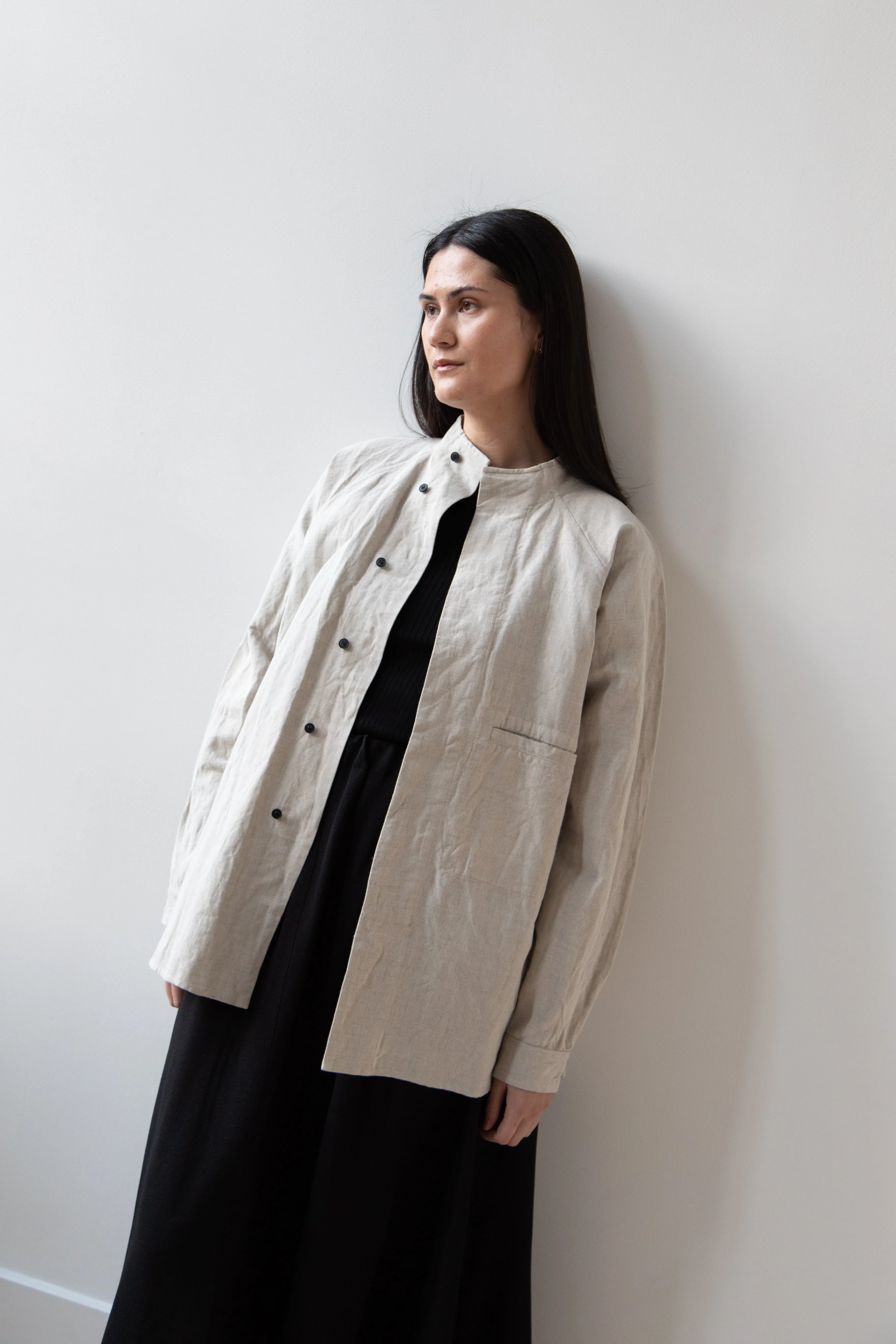 Unkruid | Stand Collar Shirt in Natural