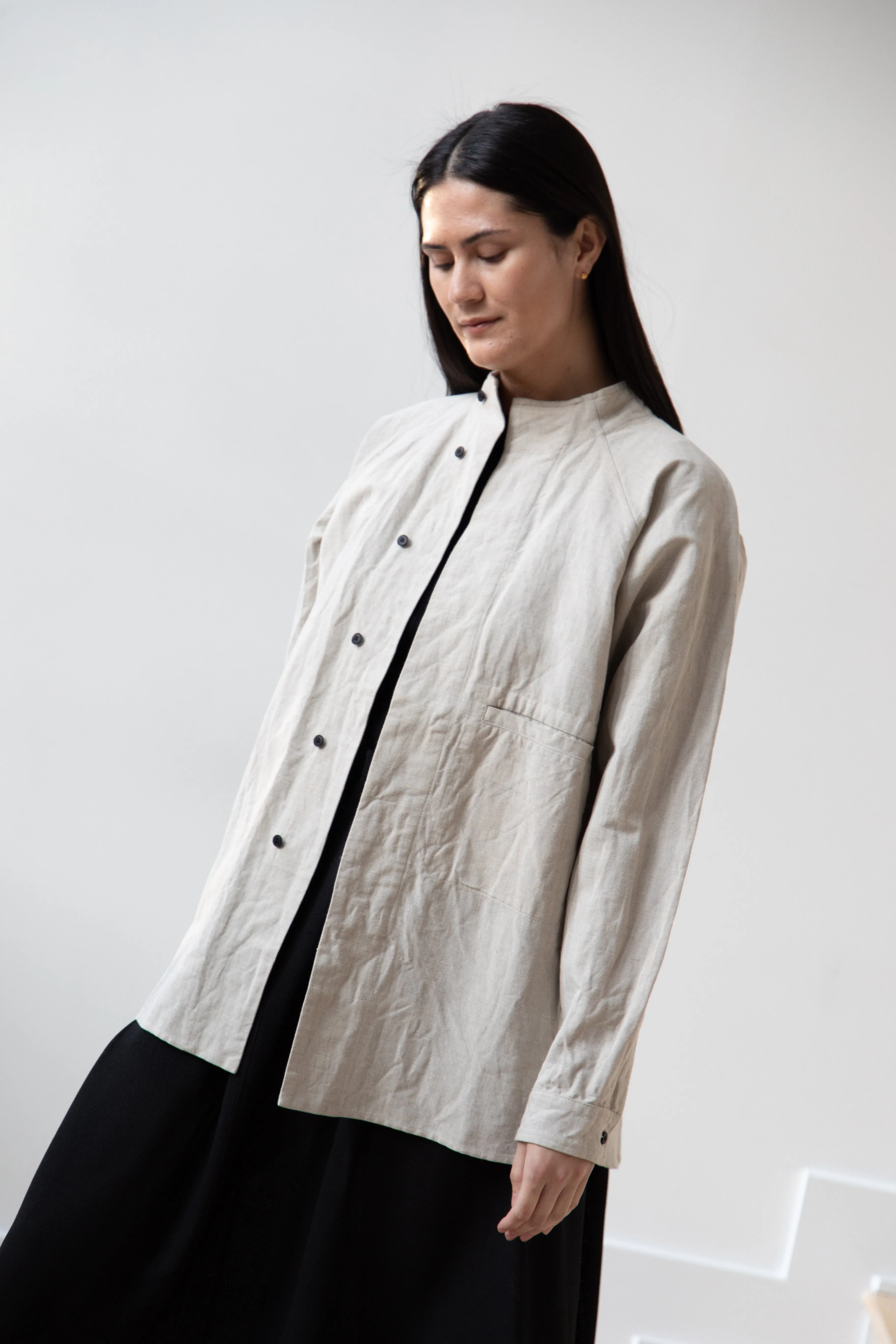 Unkruid | Stand Collar Shirt in Natural