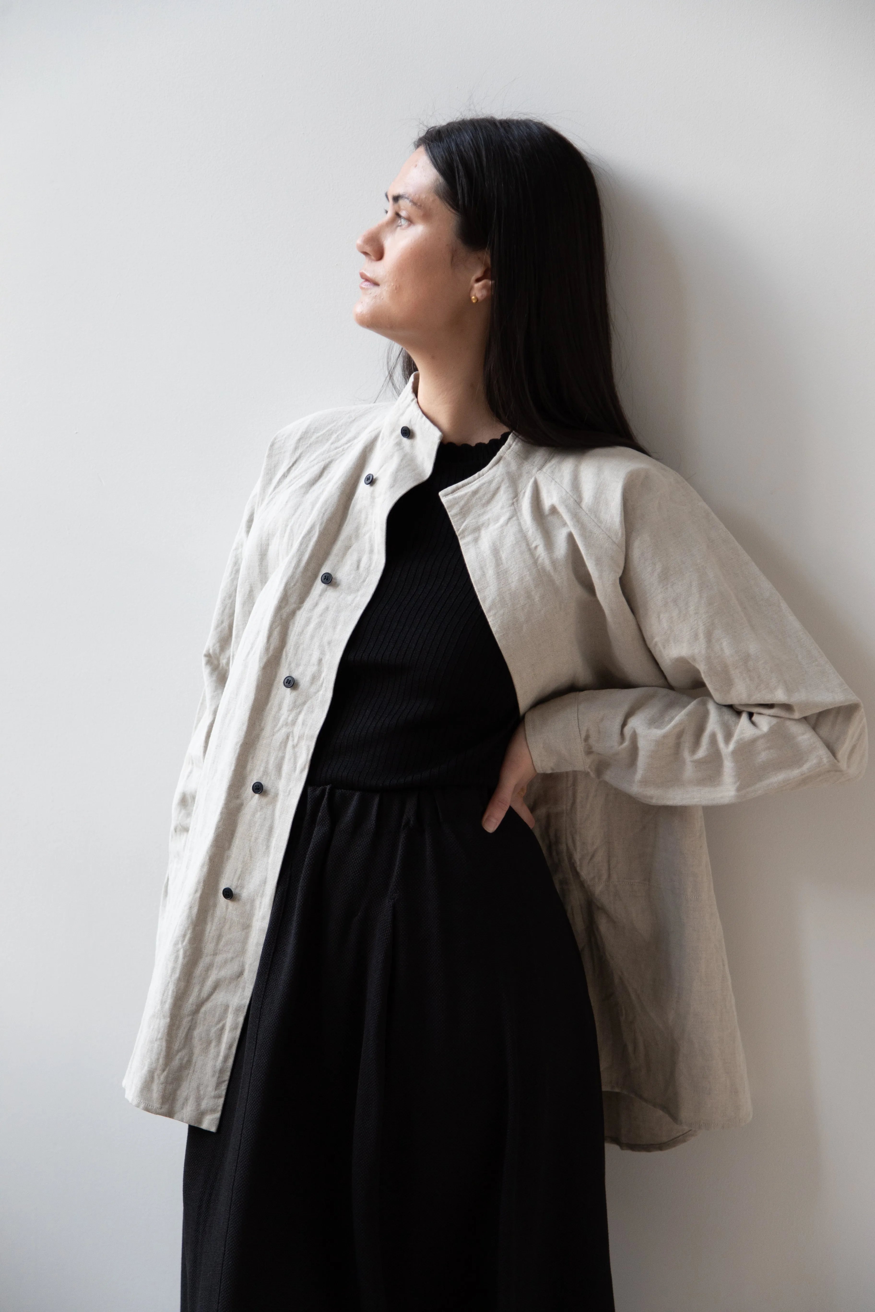 Unkruid | Stand Collar Shirt in Natural