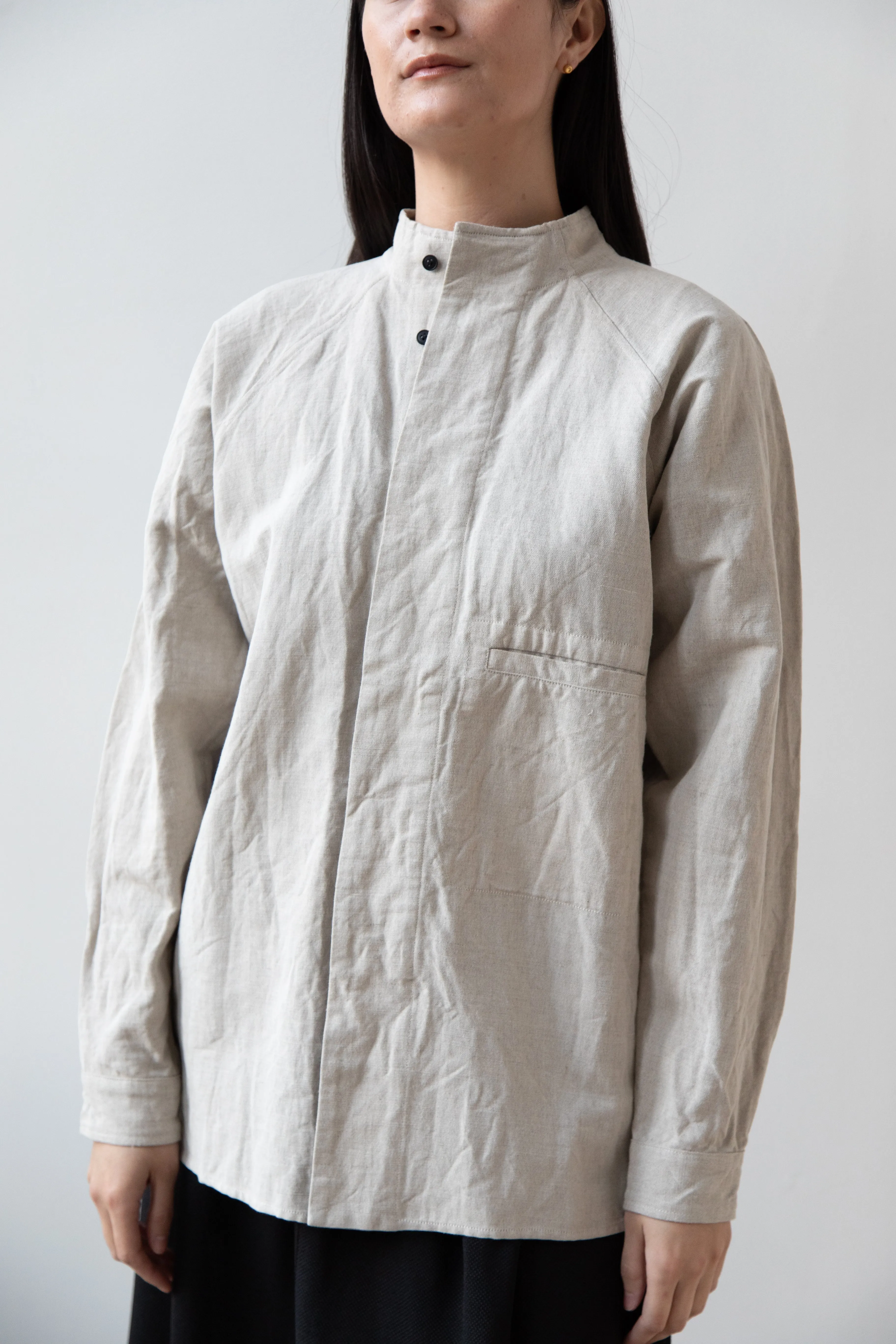 Unkruid | Stand Collar Shirt in Natural