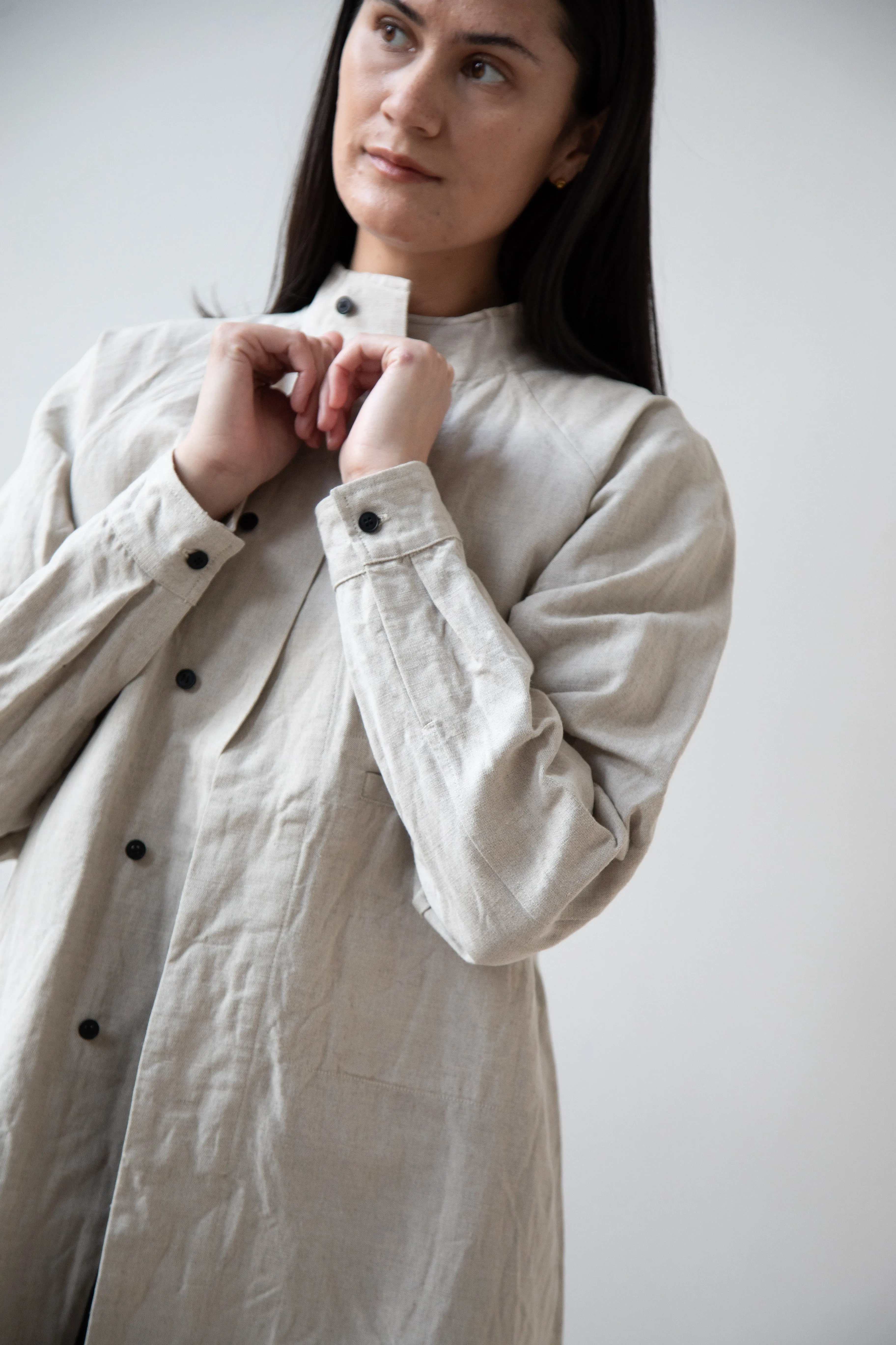 Unkruid | Stand Collar Shirt in Natural