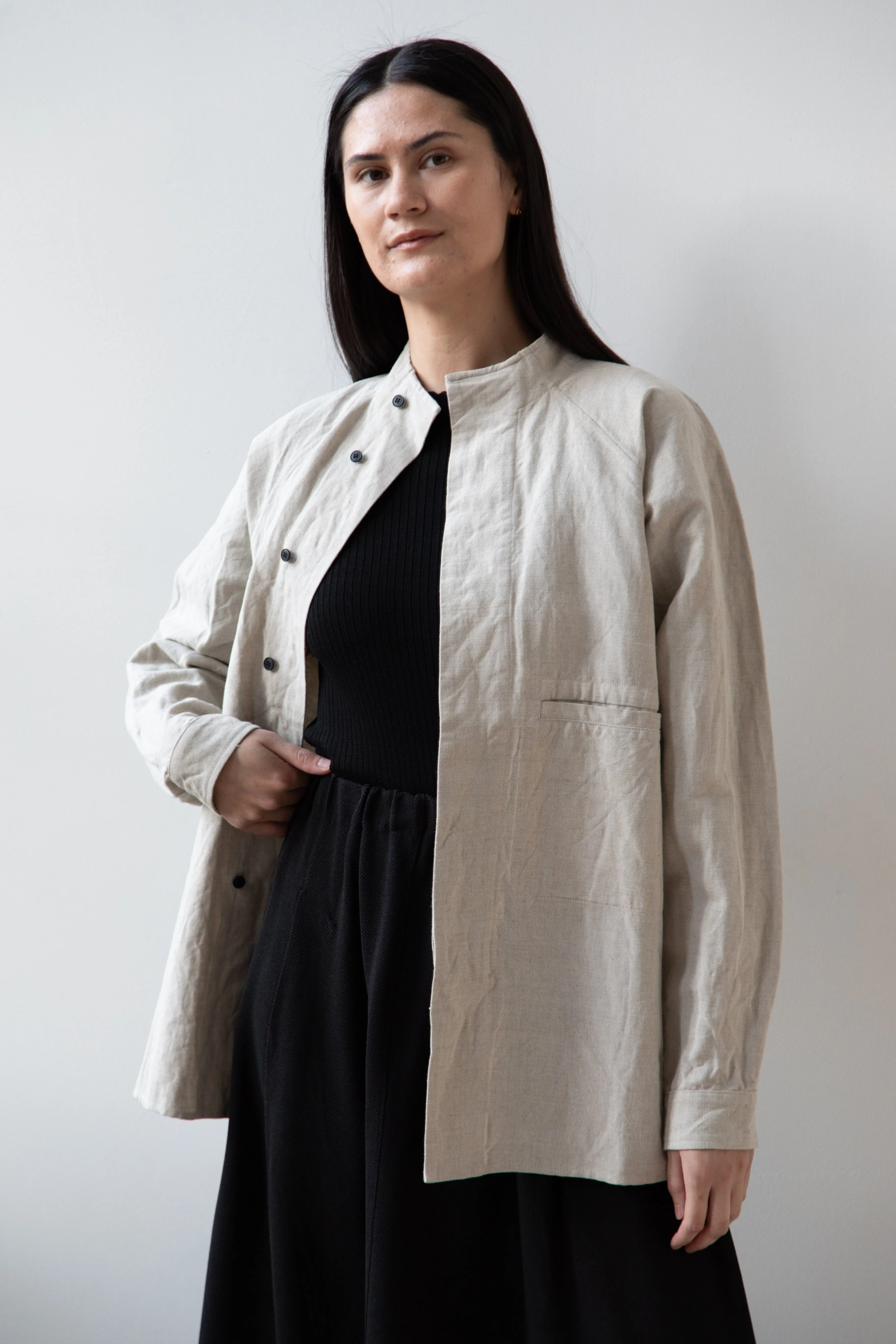 Unkruid | Stand Collar Shirt in Natural