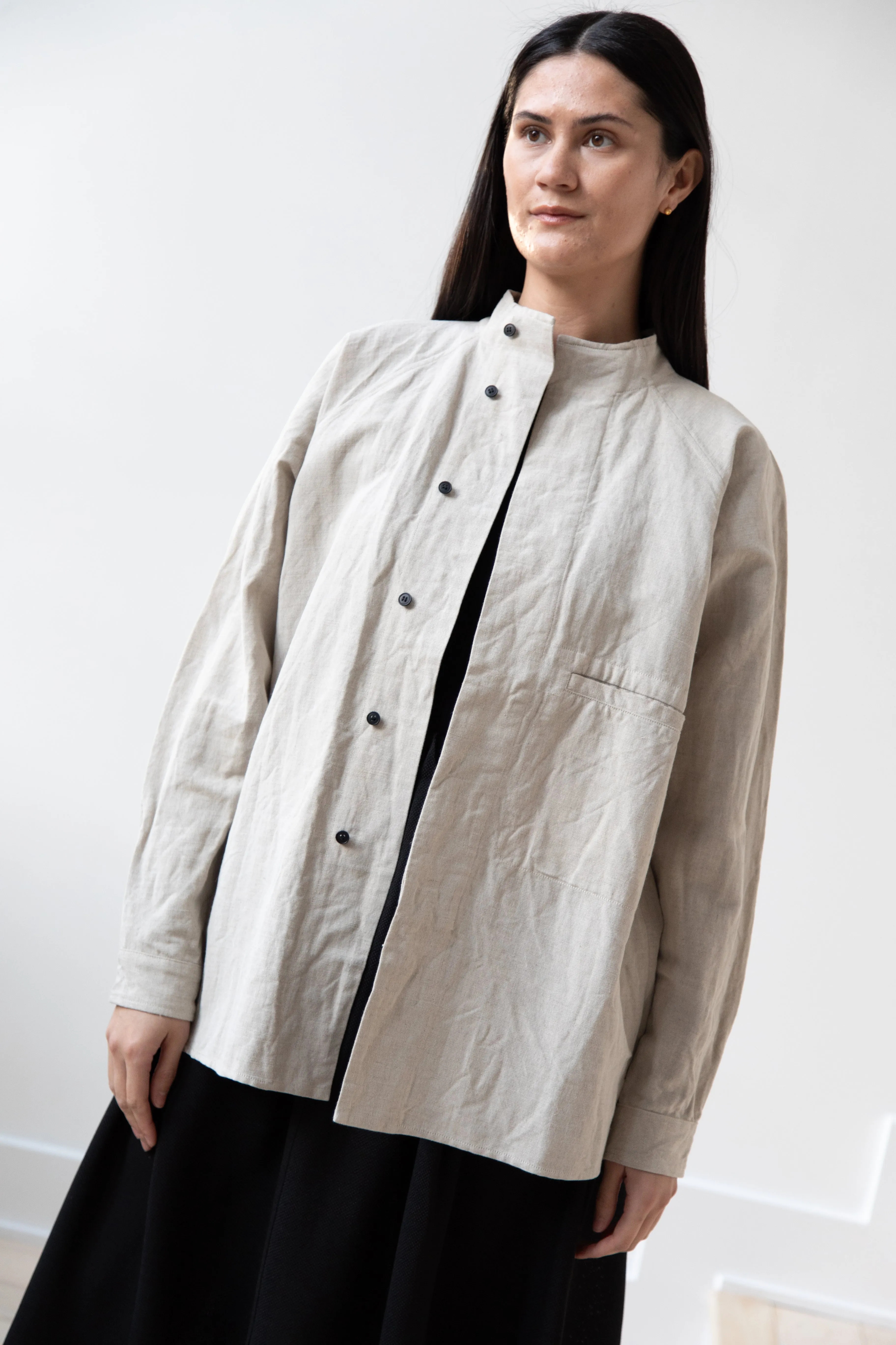 Unkruid | Stand Collar Shirt in Natural