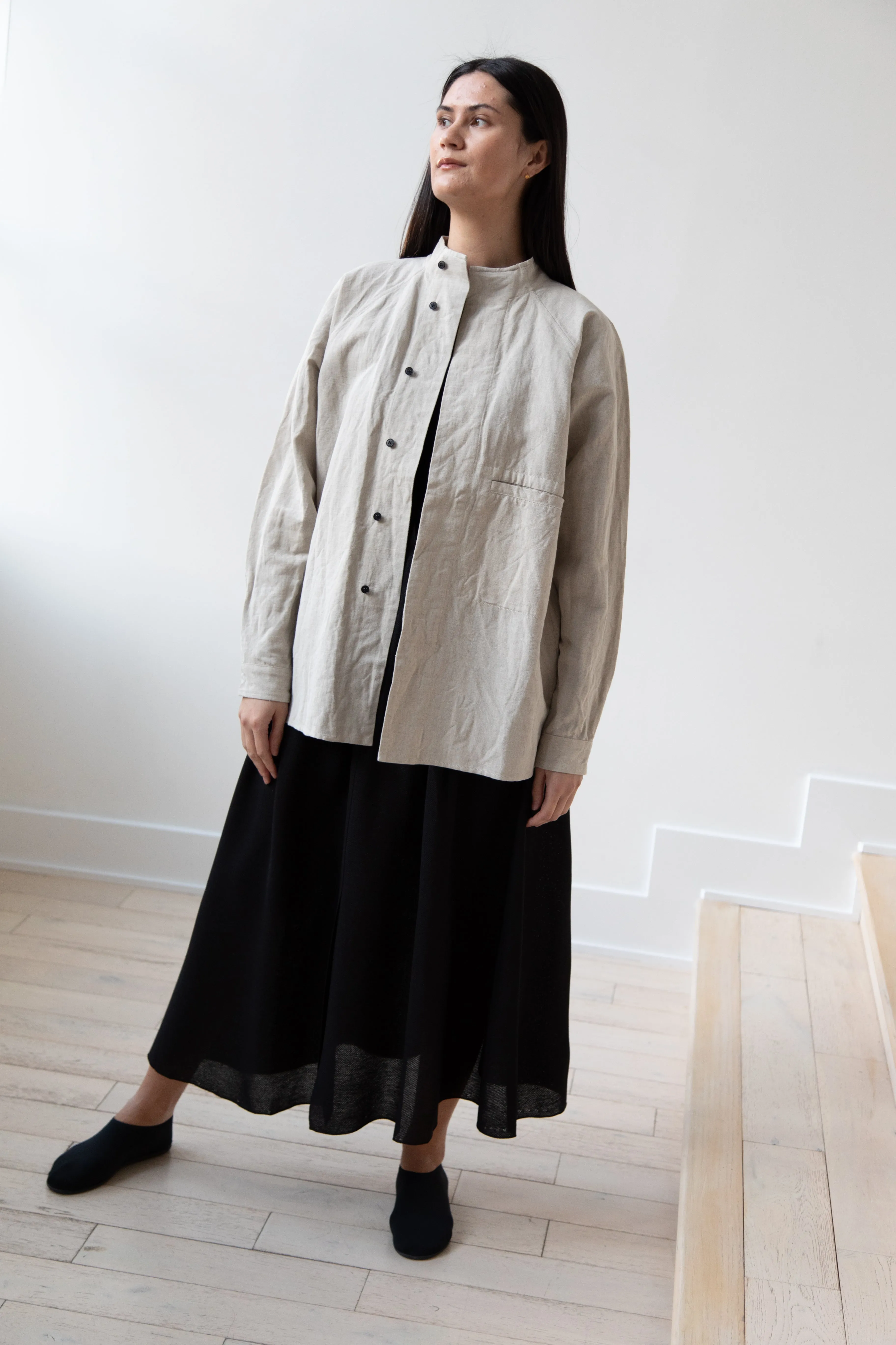 Unkruid | Stand Collar Shirt in Natural
