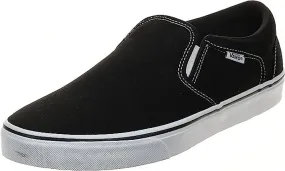 Vans Asher Black White Canvas Mens Slip-on Trainers Shoes