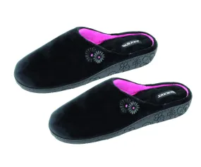 velvet slip on slipper - black
