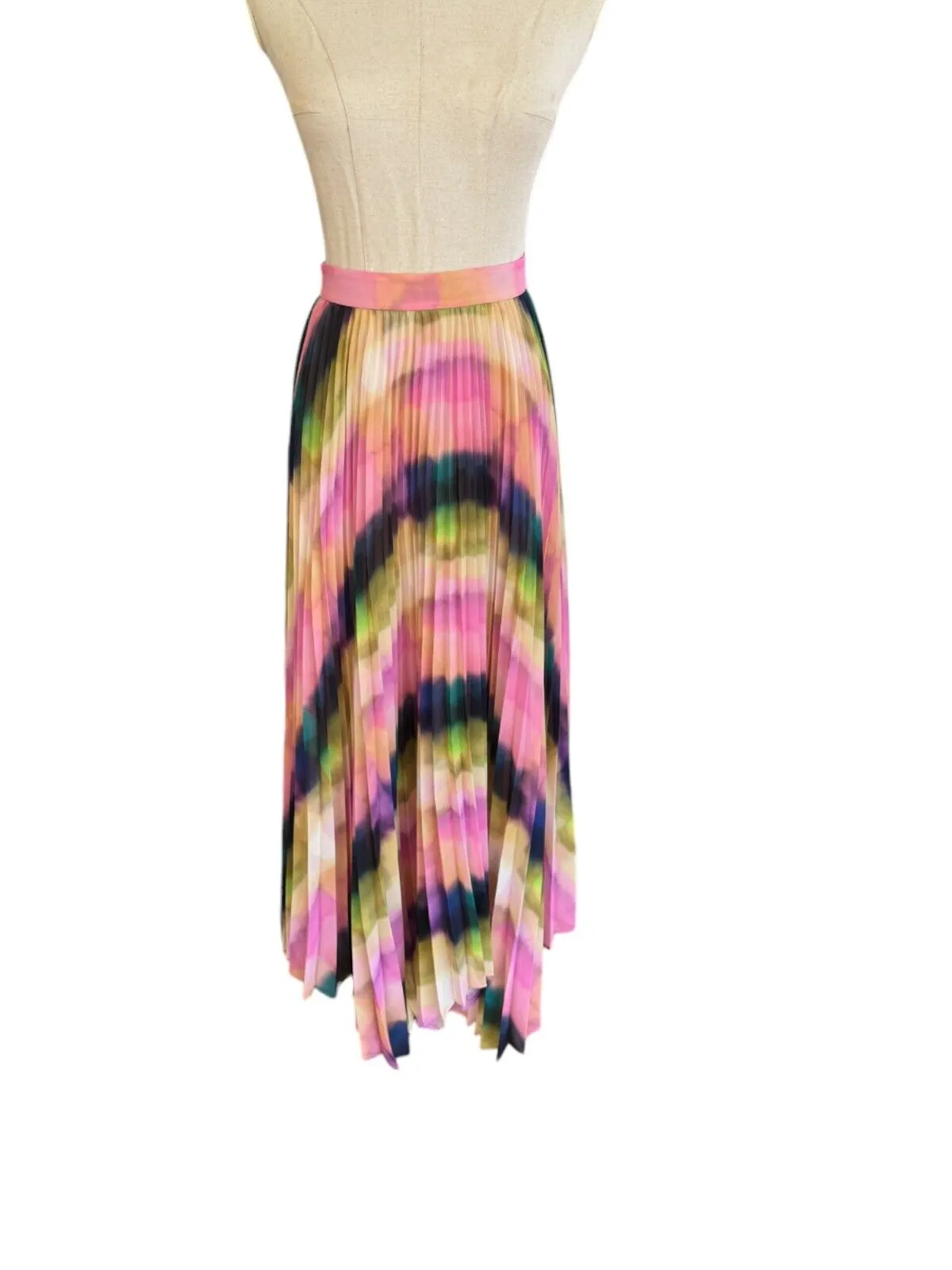 Veronika Maine Murano Check Chiffon Pleated Skirt | High Waist, Asymmetric,
