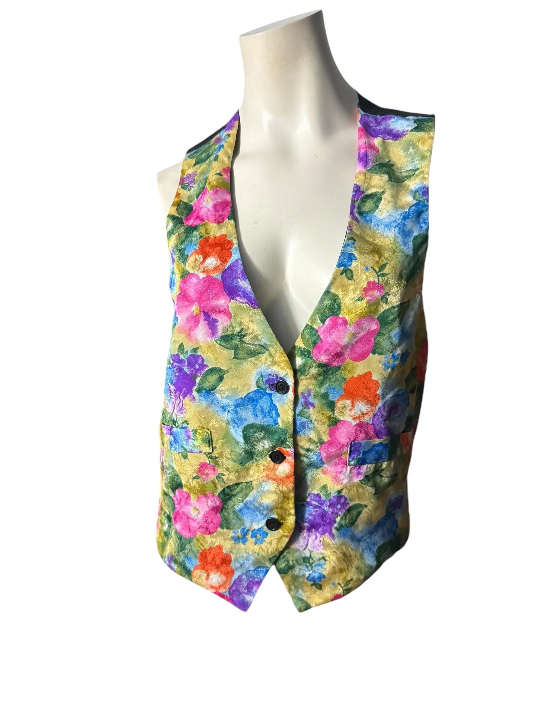 Vintage 80's floral women's vest M axessorium
