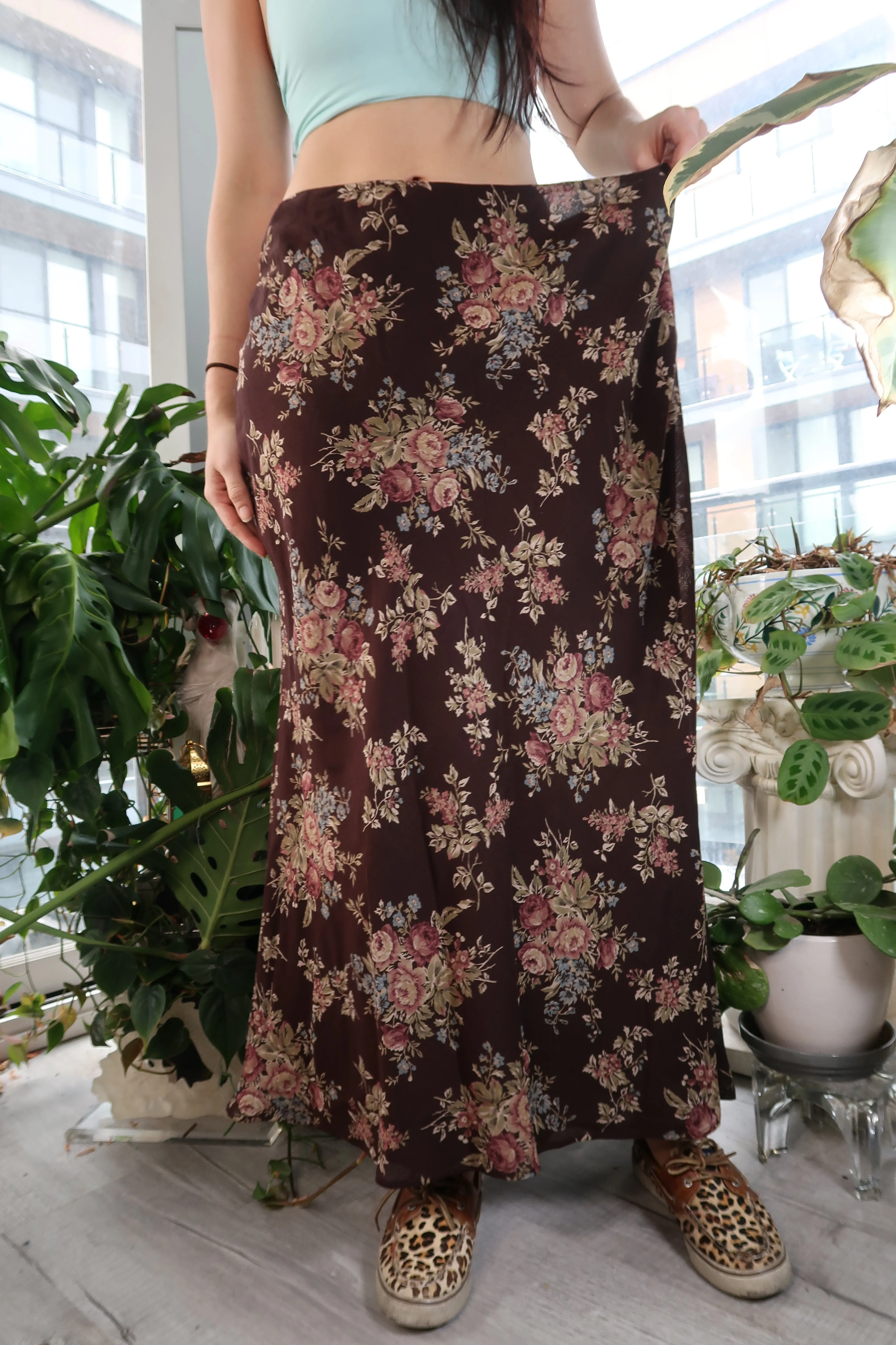 Vintage Ralph Lauren Wool Floral Maxi Skirt