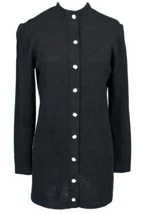 Vintage St. John Black Santana Knit Blazer Sweater Rhinestone Buttons
