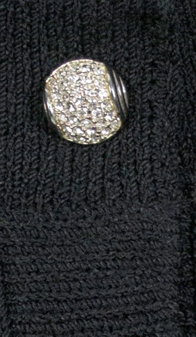 Vintage St. John Black Santana Knit Blazer Sweater Rhinestone Buttons