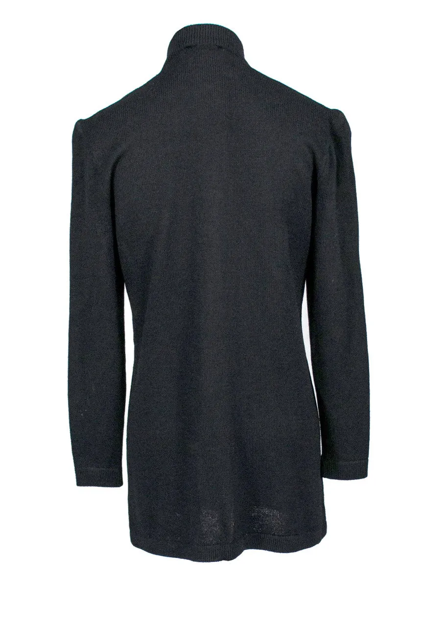 Vintage St. John Black Santana Knit Blazer Sweater Rhinestone Buttons