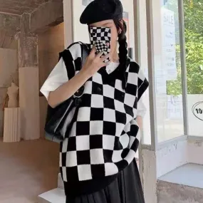 Wednesday Checkerboard Knitted Sweater