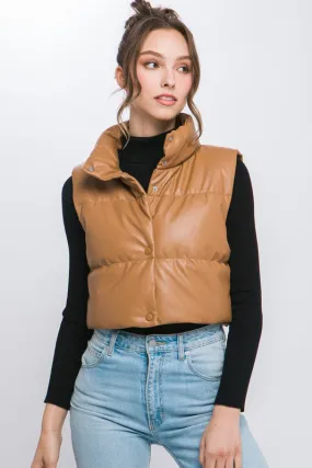 Went West Vegan Leather Puff Vest