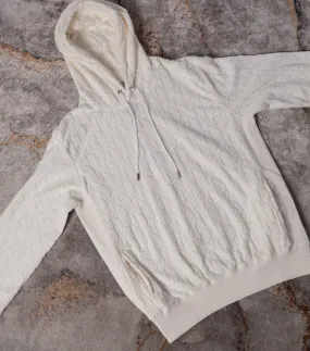 White Oblique Hooded Sweatshirt.
