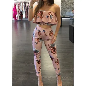 Women Off Shoulder Two Piece Jumpsuit