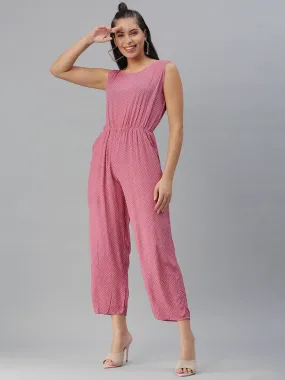 Women's Mauve Printed Jumpsuit