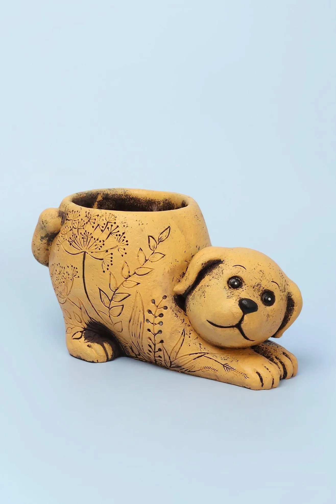 Yellow Dog Cement Planter