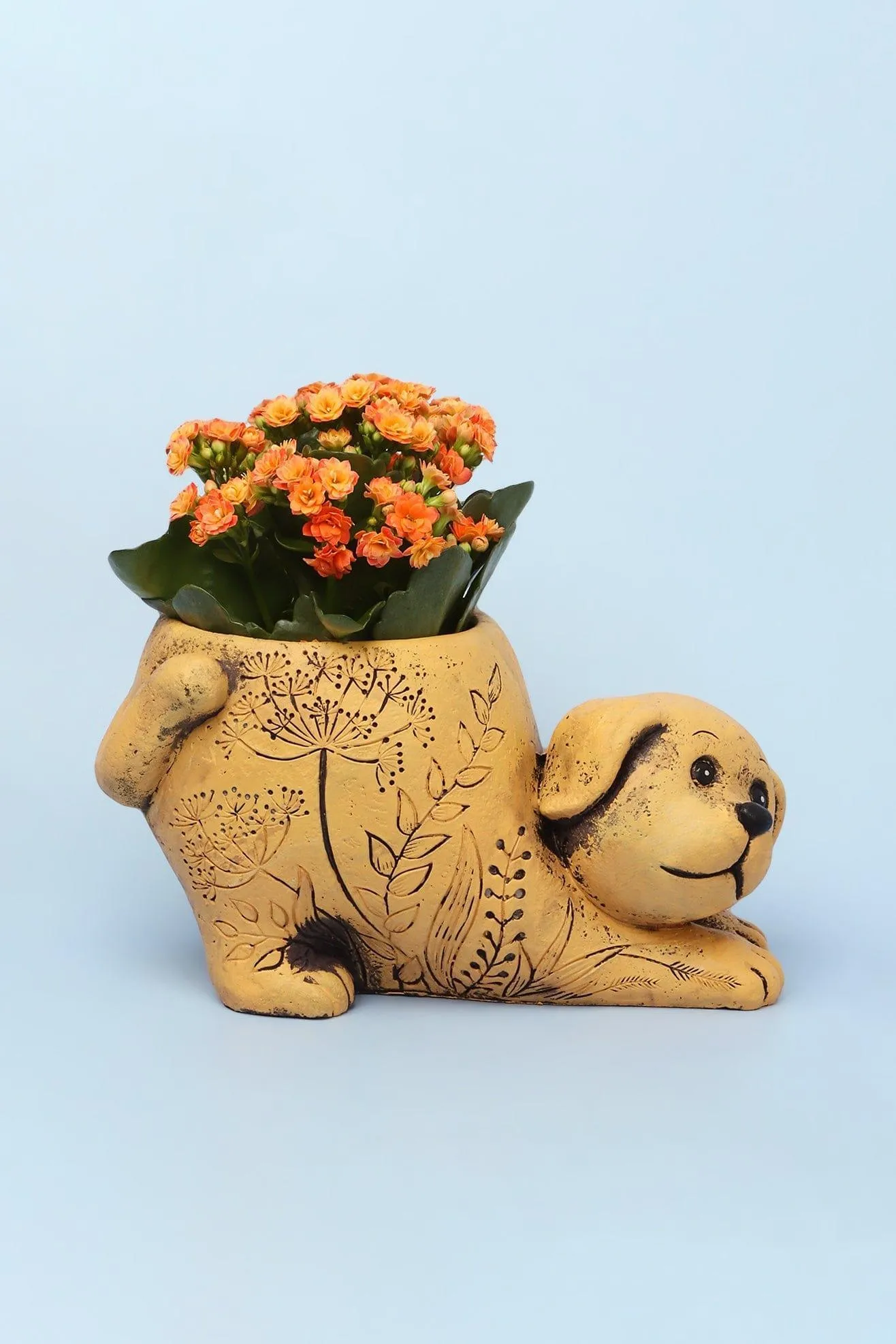 Yellow Dog Cement Planter
