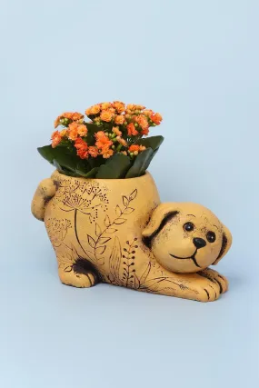Yellow Dog Cement Planter