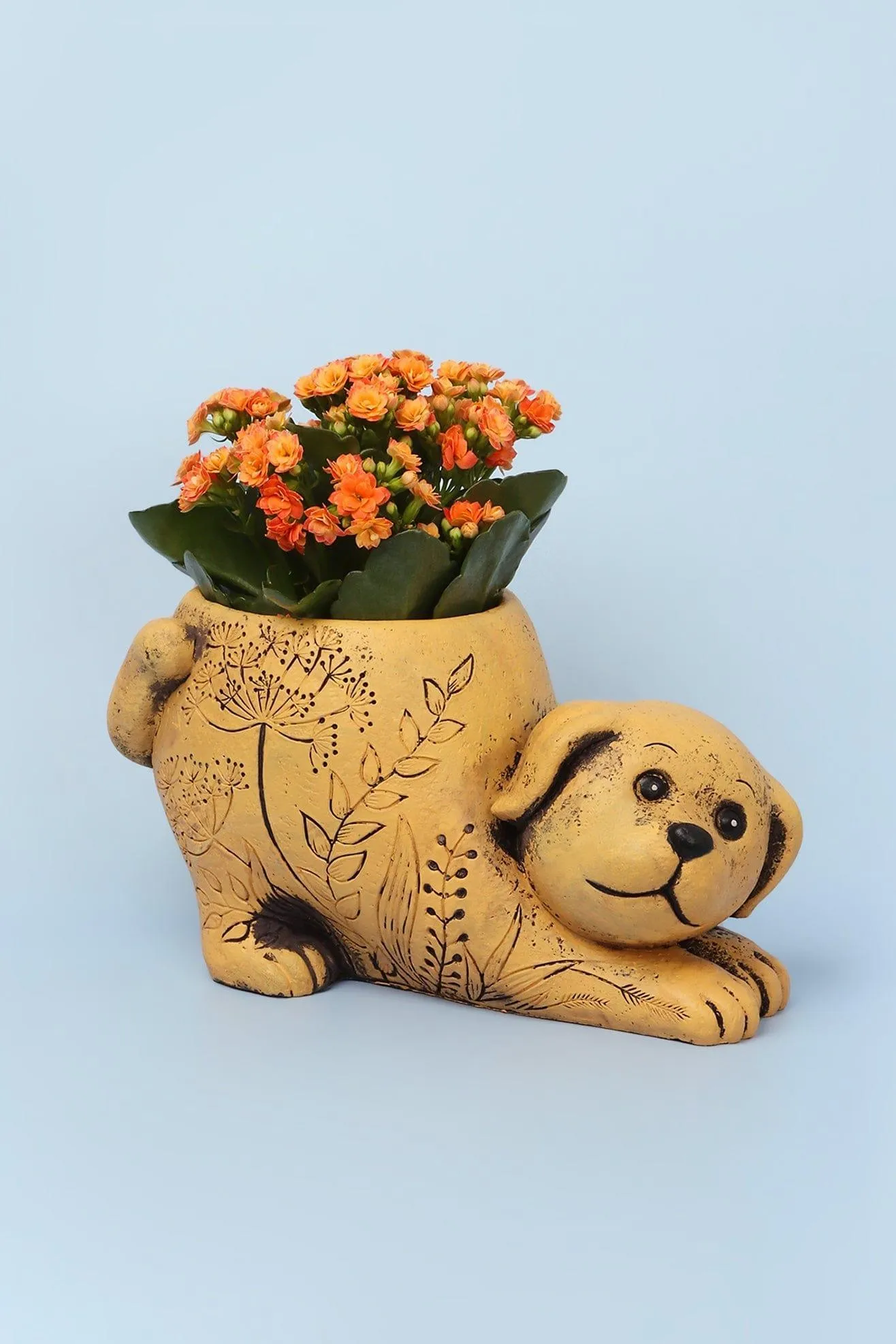 Yellow Dog Cement Planter